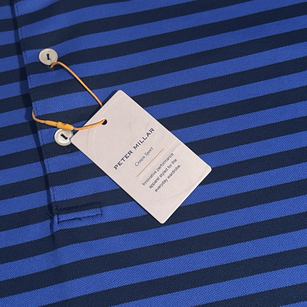 NEW Peter Millar Summer Comfort Men's Size 2XL Navy Striped Mesh Golf Polo XXL